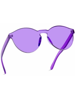 WearMe Pro - Colorful One Piece Transparent Round Super Retro Sunglasses