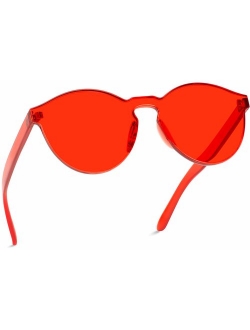 WearMe Pro - Colorful One Piece Transparent Round Super Retro Sunglasses