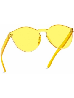 WearMe Pro - Colorful One Piece Transparent Round Super Retro Sunglasses