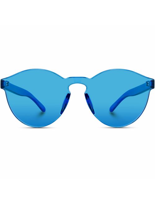 WearMe Pro - Colorful One Piece Transparent Round Super Retro Sunglasses