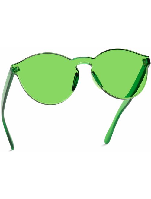 WearMe Pro - Colorful One Piece Transparent Round Super Retro Sunglasses