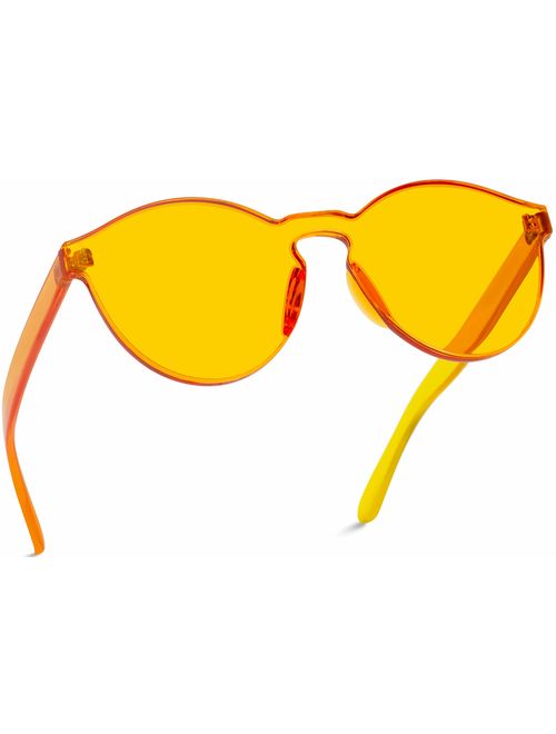 WearMe Pro - Colorful One Piece Transparent Round Super Retro Sunglasses