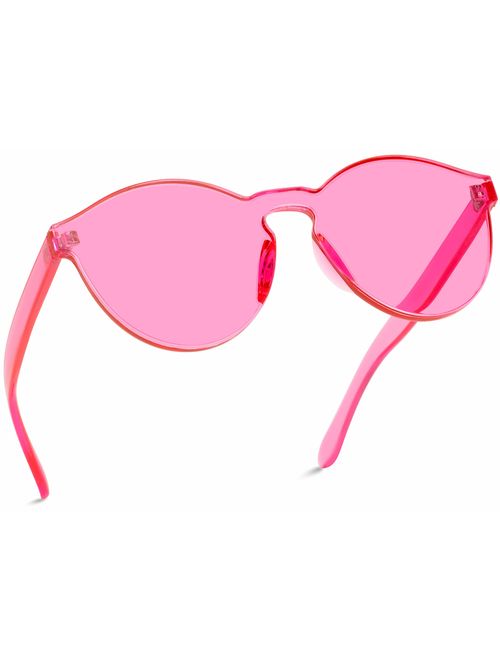 WearMe Pro - Colorful One Piece Transparent Round Super Retro Sunglasses