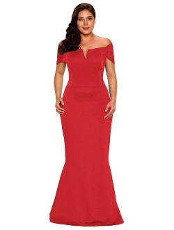 LALAGEN Women's Plus Size Off Shoulder Long Formal Party Dress Evening Gown