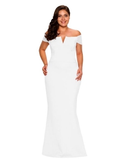 LALAGEN Women's Plus Size Off Shoulder Long Formal Party Dress Evening Gown