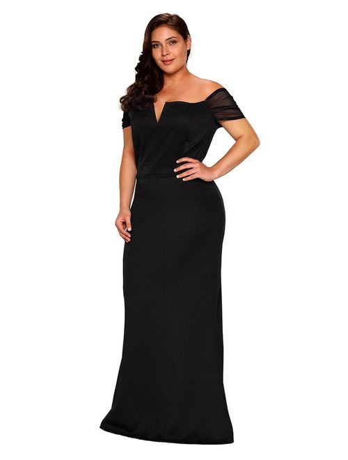 LALAGEN Women's Plus Size Off Shoulder Long Formal Party Dress Evening Gown