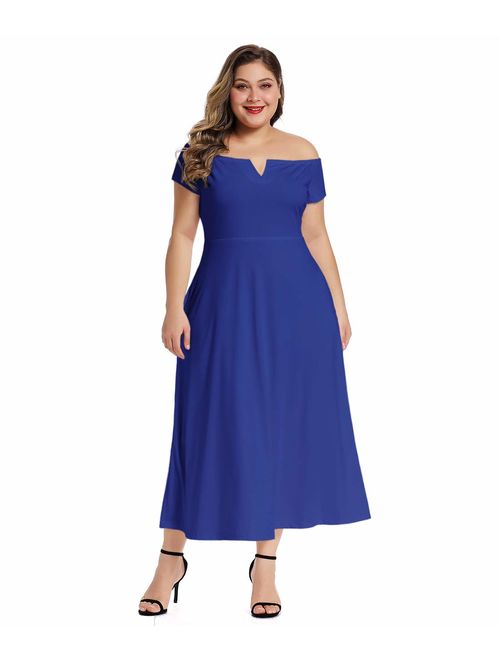 LALAGEN Women's Plus Size Off Shoulder Long Formal Party Dress Evening Gown