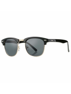 Pro Acme Classic Semi Rimless Polarized Sunglasses with Metal Rivets