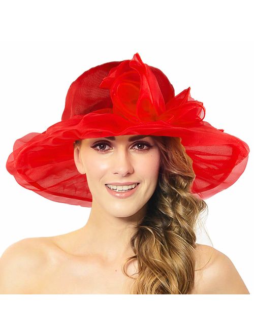 Acecharming Women Organza Kentucky Derby Fascinator Lady Cocktail Tea Party Church Wedding Bridal Flower Hat