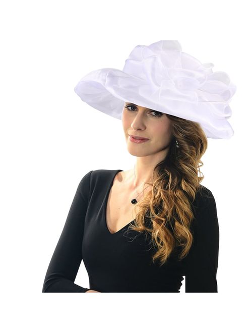 Acecharming Women Organza Kentucky Derby Fascinator Lady Cocktail Tea Party Church Wedding Bridal Flower Hat