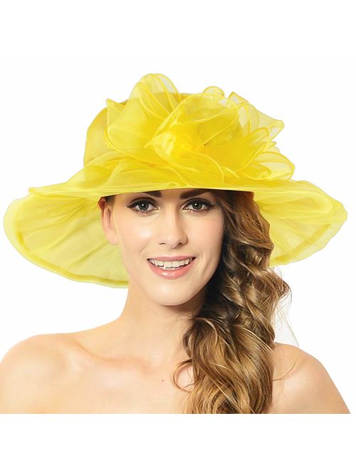 Acecharming Women Organza Kentucky Derby Fascinator Lady Cocktail Tea Party Church Wedding Bridal Flower Hat