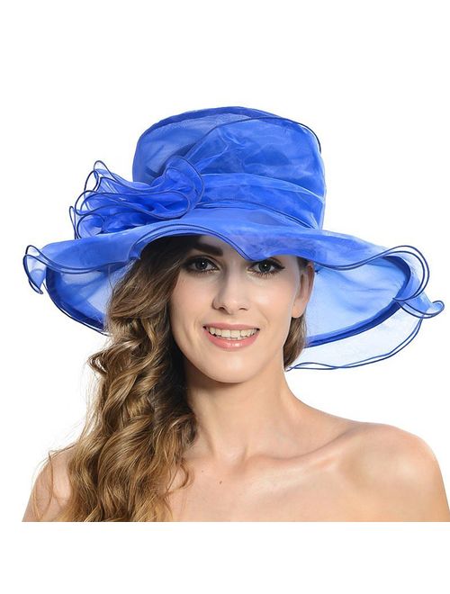 Acecharming Women Organza Kentucky Derby Fascinator Lady Cocktail Tea Party Church Wedding Bridal Flower Hat