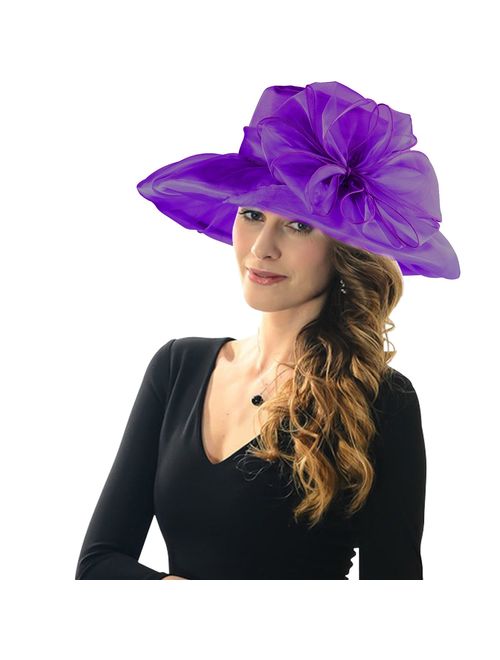 Acecharming Women Organza Kentucky Derby Fascinator Lady Cocktail Tea Party Church Wedding Bridal Flower Hat