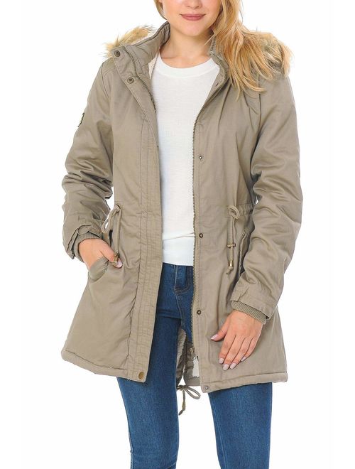 Auline Collection Women's Versatile Military Safari Utility Anorak Street Fashion Hoodie Jacket