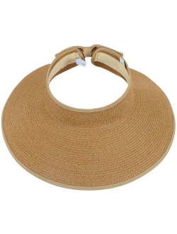 Simplicity Women's Summer Foldable Straw Sun Visor w/Cute Bowtie