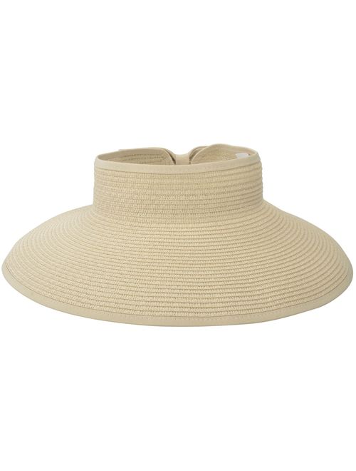 Simplicity Women's Summer Foldable Straw Sun Visor w/Cute Bowtie