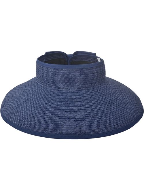 Simplicity Women's Summer Foldable Straw Sun Visor w/Cute Bowtie