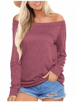 NIASHOT Women's Casual Long Sleeve Solid Soft V-Neck T-Shirt Tops