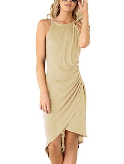 Eliacher Women's Casual Spaghetti Strap Summer Dress Bodycon Midi Party Sleeveless Dresses