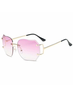 MINCL/Hot Oversized Rimless Sunglasses Women Clear Lens Eyewear