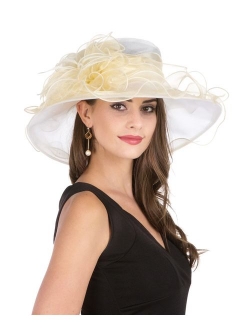 SAFERIN Women's Organza Church Kentucky Derby Fascinator Bridal Tea Party Wedding Hat