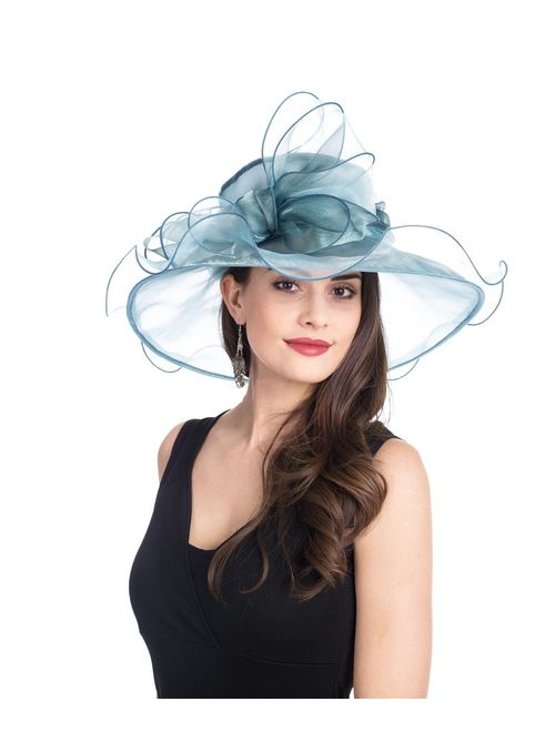 SAFERIN Women's Organza Church Kentucky Derby Fascinator Bridal Tea Party Wedding Hat