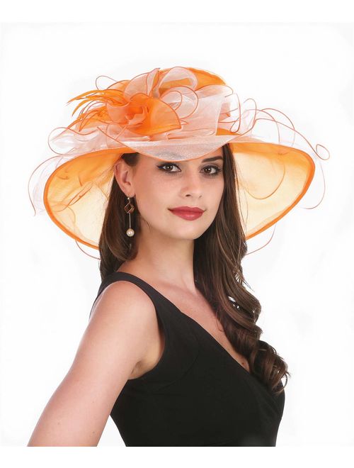 SAFERIN Women's Organza Church Kentucky Derby Fascinator Bridal Tea Party Wedding Hat