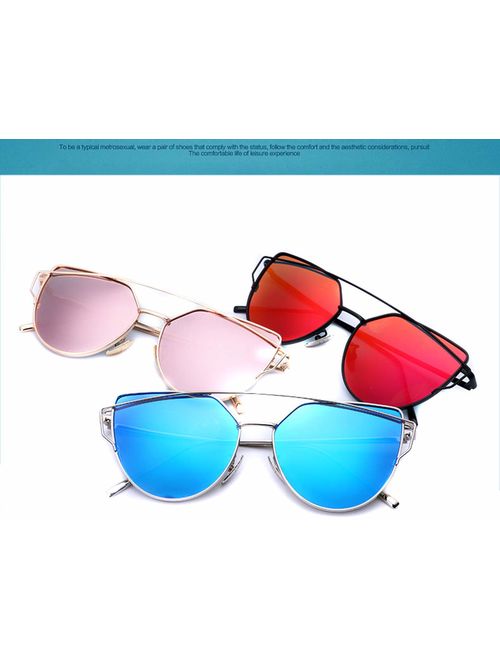 Joopin Cateye Sunglasses for Women, Metal Frame Flat Lens Womens Sunglasses Polarized