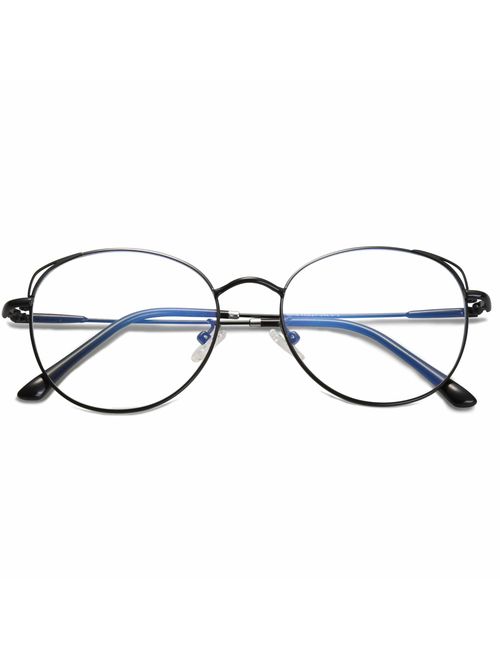 SOJOS Cat Eye Blue Light Blocking Glasses Hipster Metal Frame Women Eyeglasses She Young