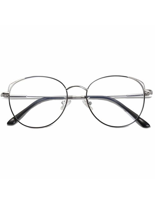 SOJOS Cat Eye Blue Light Blocking Glasses Hipster Metal Frame Women Eyeglasses She Young