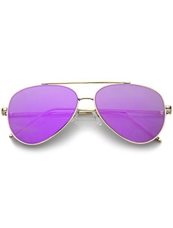 Mirrored Oversized Aviator Sunglasses for Women with Flat Mirror Lens 58mm