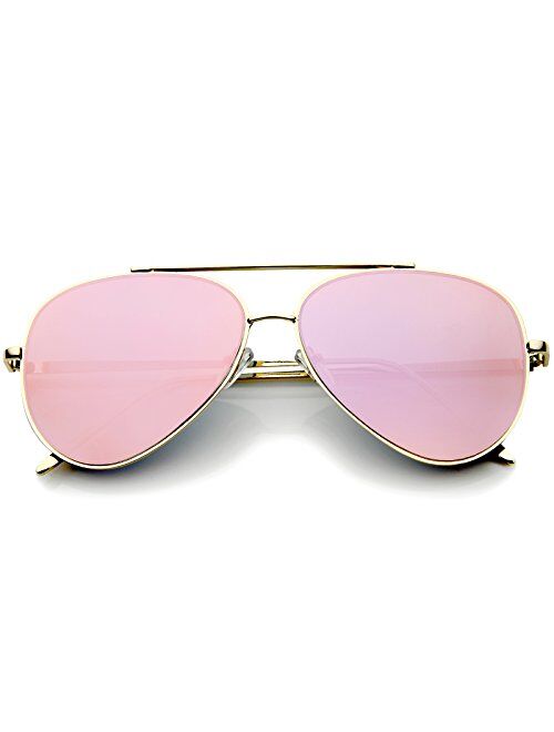 Mirrored Oversized Aviator Sunglasses for Women with Flat Mirror Lens 58mm