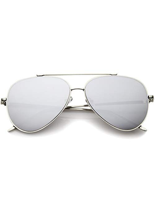 Mirrored Oversized Aviator Sunglasses for Women with Flat Mirror Lens 58mm