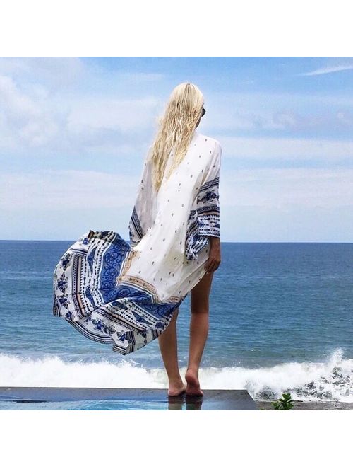 Sexy Women Bathing Suit Boho Chiffon Bikini Cover Up Swimwear Summer Beach Dress