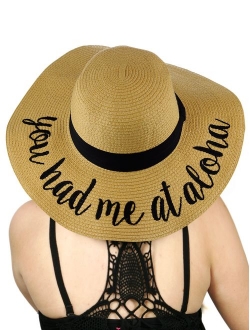 C.C Women's Paper Weaved Crushable Beach Embroidered Quote Floppy Brim Sun Hat