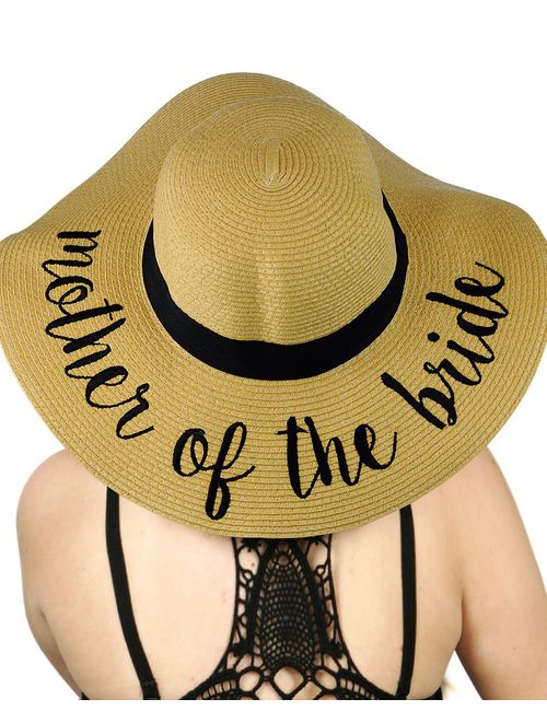 C.C Women's Paper Weaved Crushable Beach Embroidered Quote Floppy Brim Sun Hat