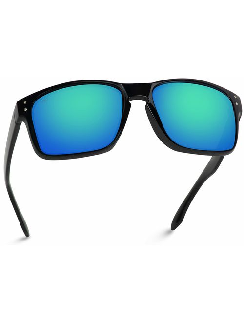 WearMe Pro - Premium Polarized Mirror Lens Classic Square Style Sunglasses