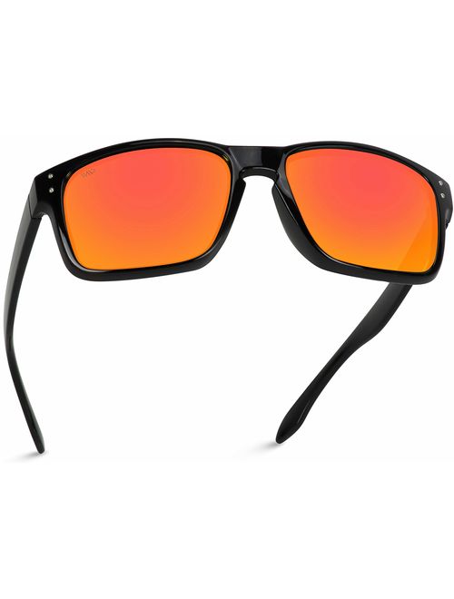 WearMe Pro - Premium Polarized Mirror Lens Classic Square Style Sunglasses