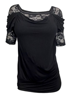 eVogues Floral Lace Sleeve Top Made in USA