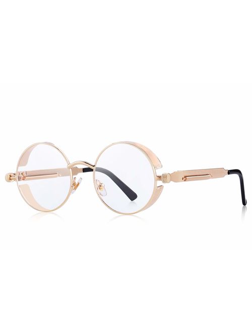 MERRY'S Gothic Steampunk Sunglasses for Women Men Round Lens Metal Frame S567