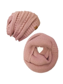 Wrapables Winter Warm Knitted Infinity Scarf and Beanie Hat