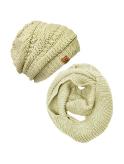 Wrapables Winter Warm Knitted Infinity Scarf and Beanie Hat