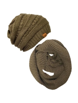 Wrapables Winter Warm Knitted Infinity Scarf and Beanie Hat