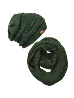 Wrapables Winter Warm Knitted Infinity Scarf and Beanie Hat