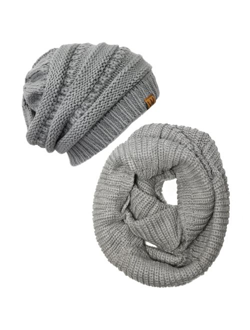 Wrapables Winter Warm Knitted Infinity Scarf and Beanie Hat