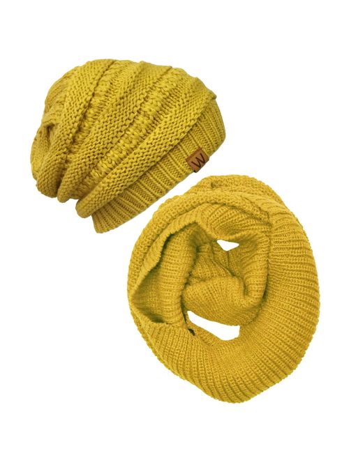 Wrapables Winter Warm Knitted Infinity Scarf and Beanie Hat