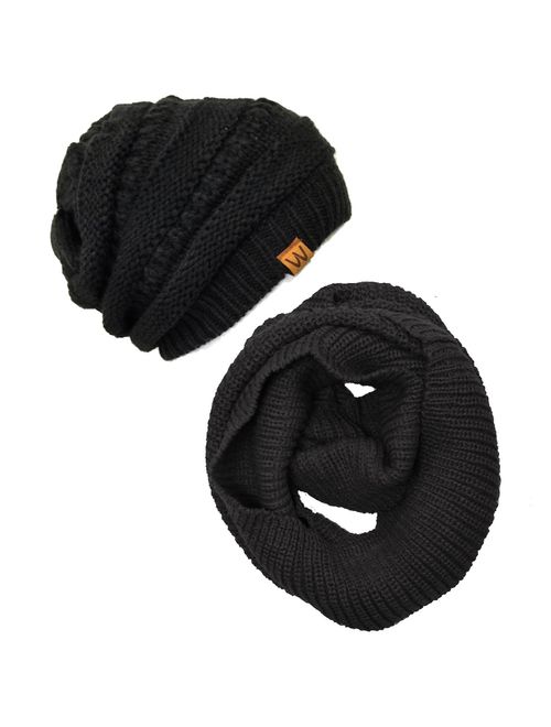 Wrapables Winter Warm Knitted Infinity Scarf and Beanie Hat