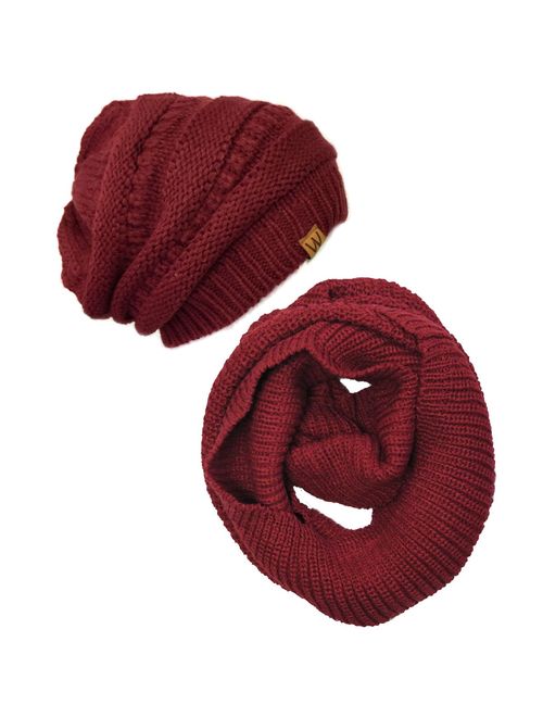 Wrapables Winter Warm Knitted Infinity Scarf and Beanie Hat