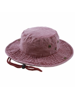 The Hat Depot 100% Cotton Stone-Washed Safari Wide Brim Foldable Double-Sided Sun Boonie Bucket Hat