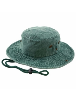 The Hat Depot 100% Cotton Stone-Washed Safari Wide Brim Foldable Double-Sided Sun Boonie Bucket Hat